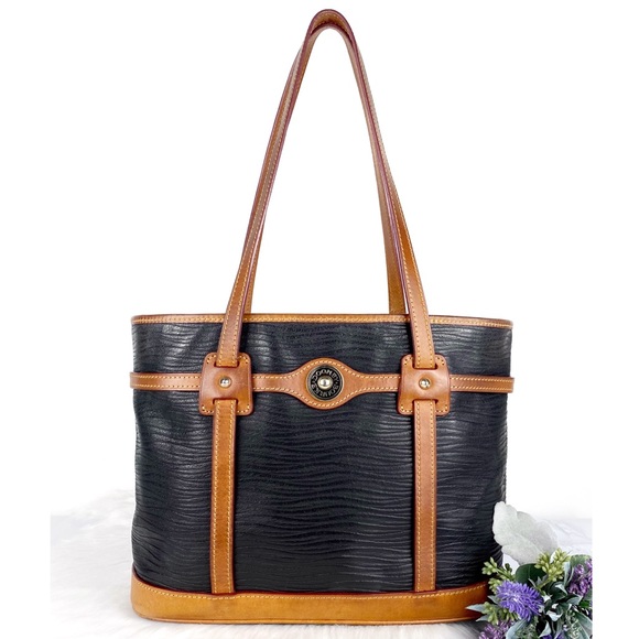 Dooney & Bourke Handbags - Dooney & Bourke Wavy Leather Logo Lock Shopper Bag